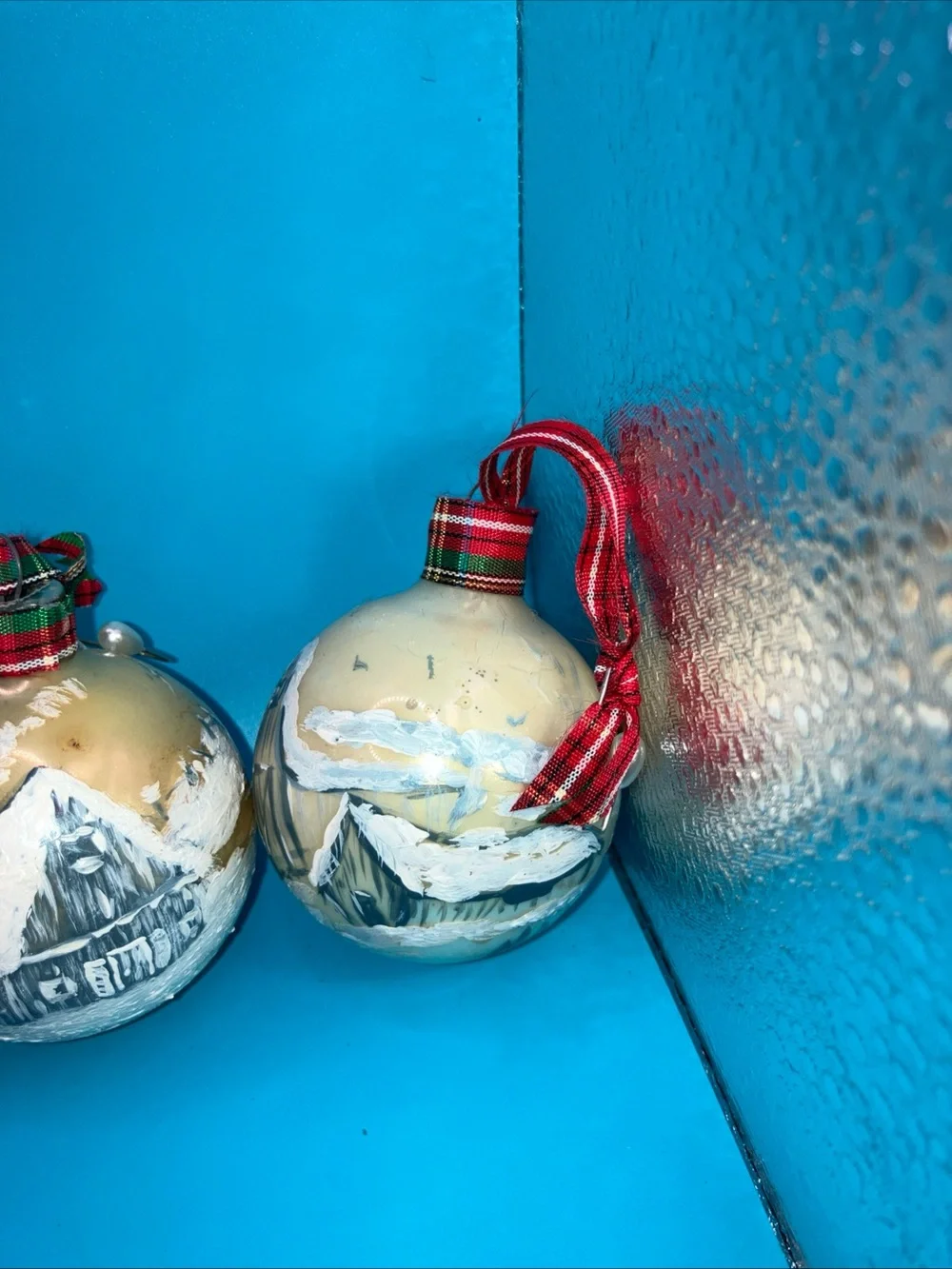 Hand-Painted Gold Holiday Glass Ornaments - Set of 5